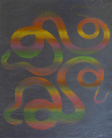 o.T., 2008, Ölpigment auf Papier, 73 x 53 cm