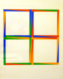 Vier verschränkte Farbgruppen, 1971, Farblithographie, Auflage L, handsigniert, nummeriert, datiert