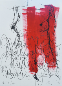 o.T., 2016, Kohle, Graphit, Kugelschreiber, Acryl auf Papier, 42 x 59 cm