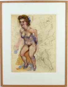 ohne Titel (erotische Szene), ca. 1939, Aquarell über Kohle auf Papier, 62,5 x 48,8 cm